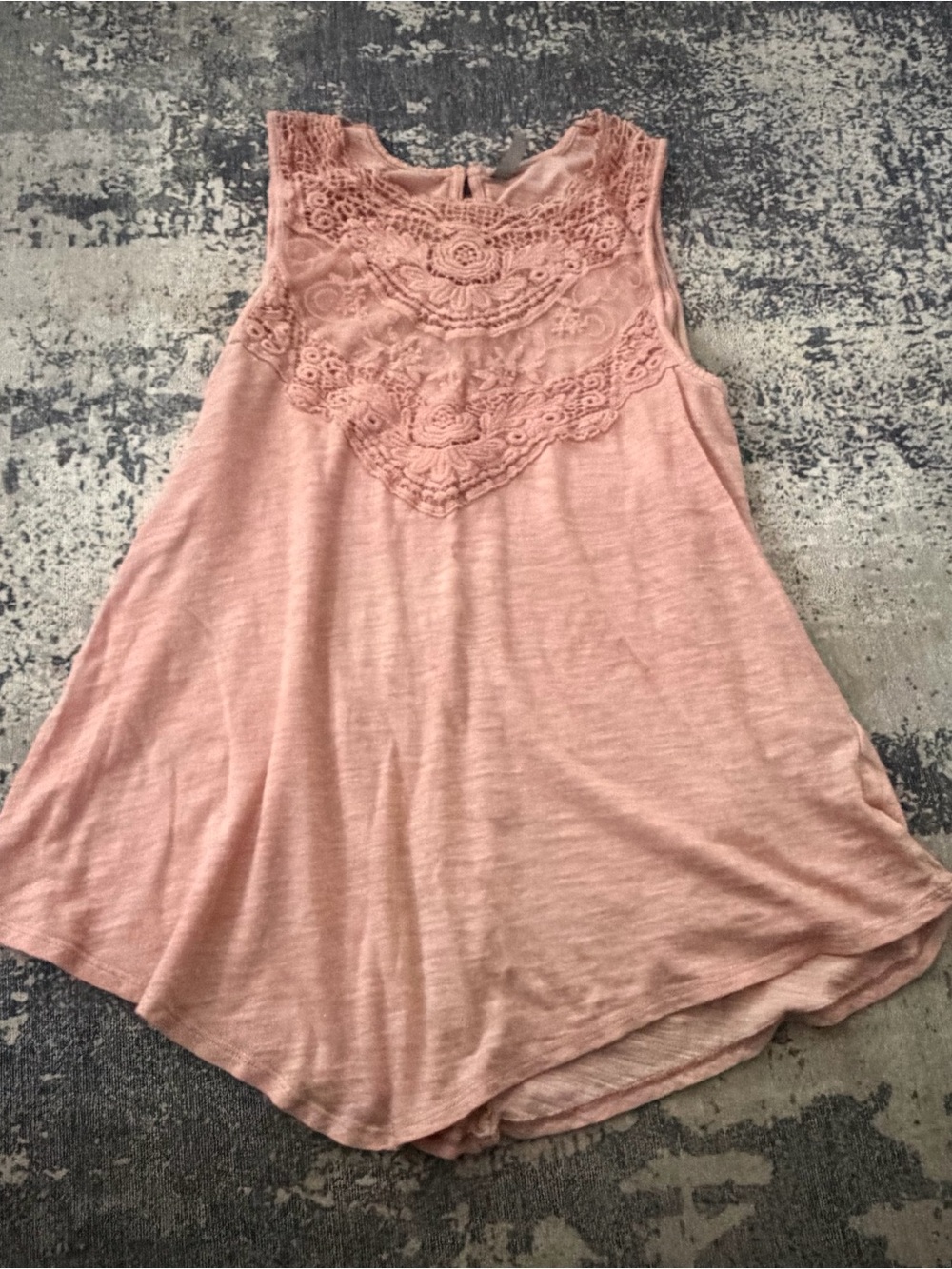 Vanity Lace Yoke Swing Tank - Blush Pink